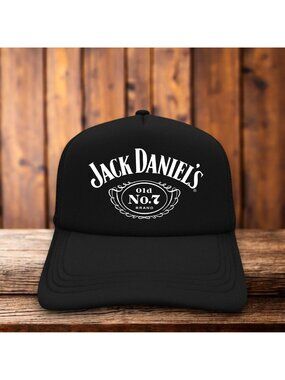 Jack Daniels Whiskey Mens Trucker Hat Black Snapback Baseball Cap